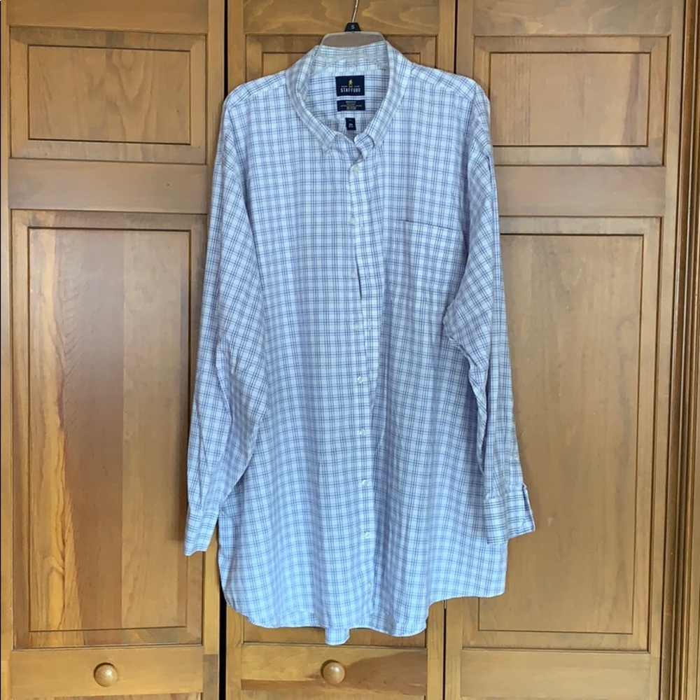 Stafford 20 men’s shirt plaid blue purple white